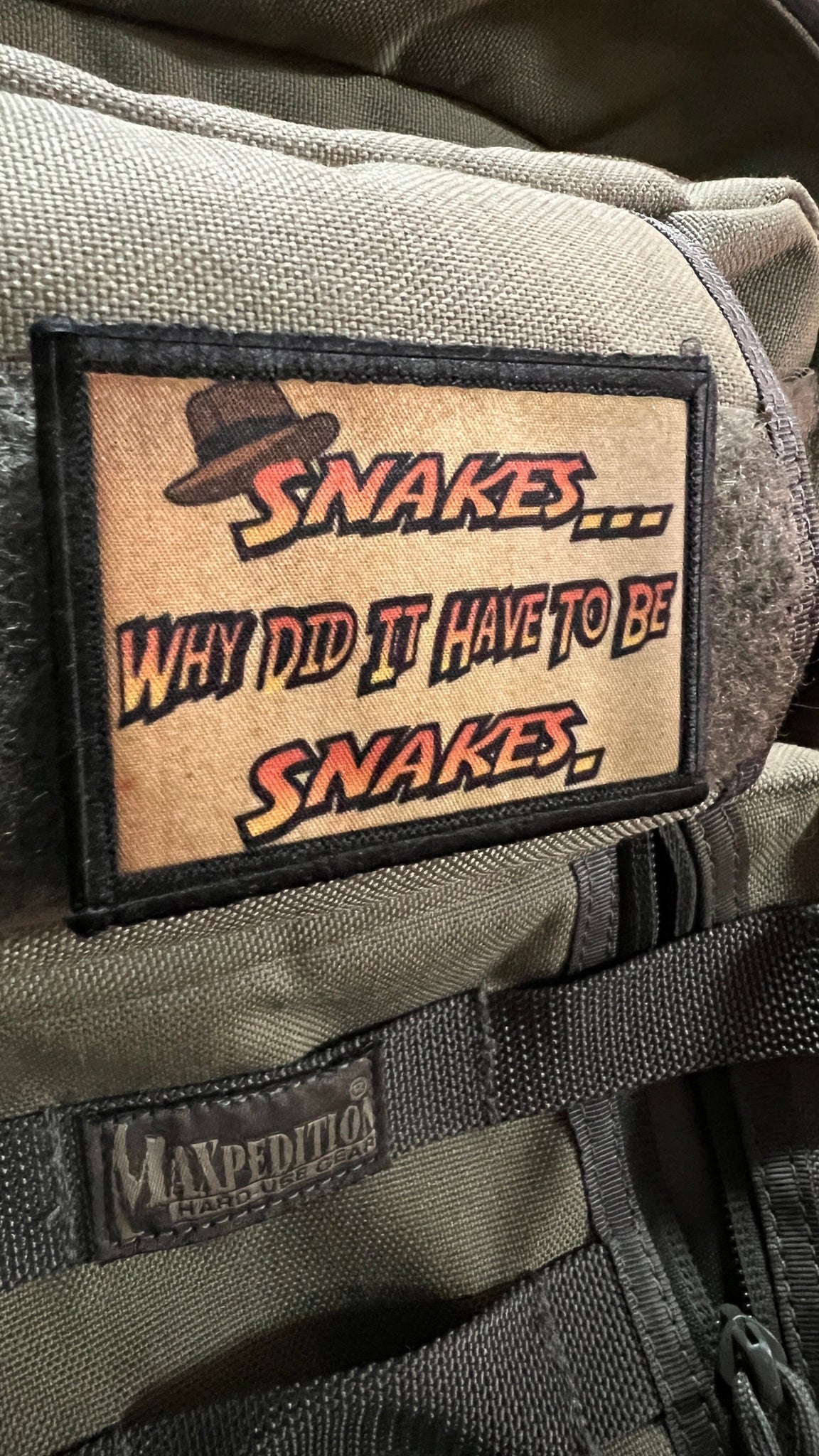 Snakes... Why Did it Have to be Snakes Indiana Jones Morale Patch Custom Hook and Loop