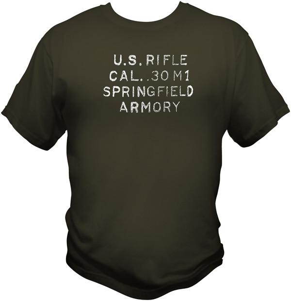 Springfield Amory M1 Garand Receiver T Shirt T Shirts Redheaded T Shirts Small Olive Drab 
