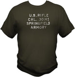 Springfield Amory M1 Garand Receiver T Shirt T Shirts Redheaded T Shirts Small Olive Drab 