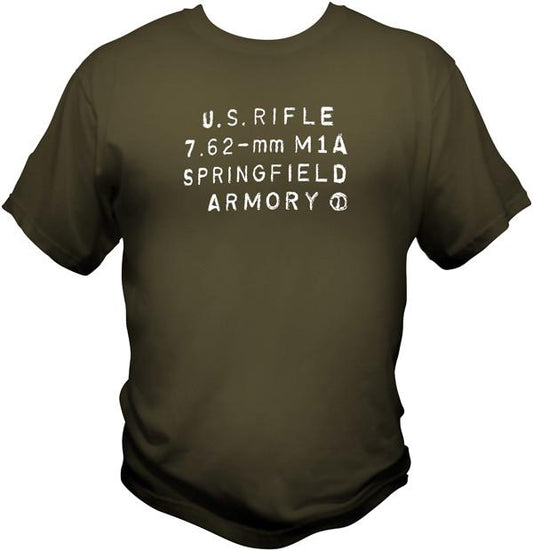 Springfield M14 M1A Receiver T Shirt T Shirts Redheaded T Shirts Small Olive Drab 