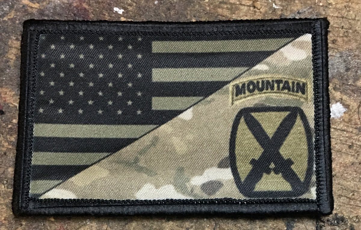 Subdued 10th Mountain Division USA Flag Multicam Morale Patch Morale Patches Redheaded T Shirts 