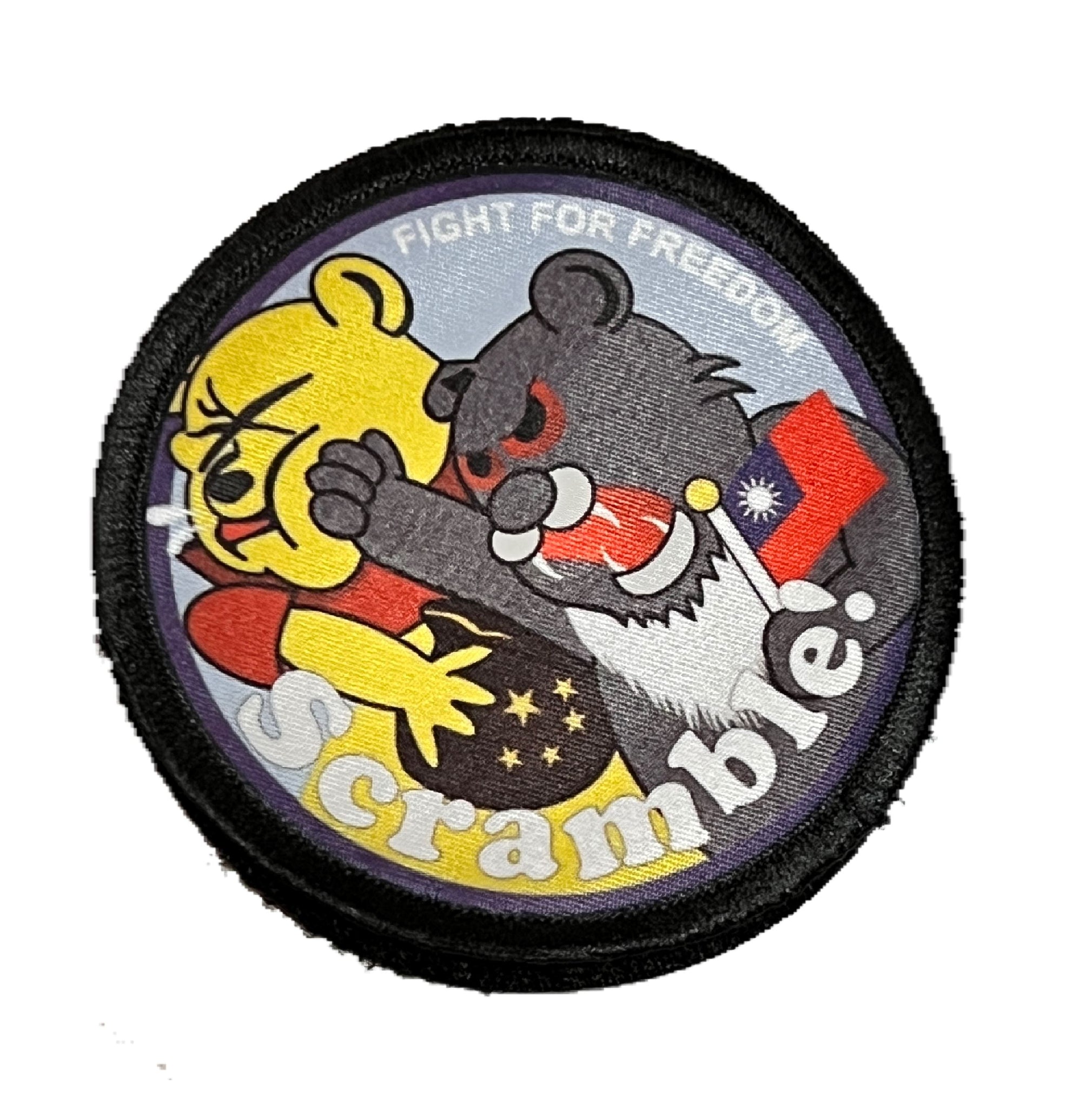 Taiwan air force badges show Winnie the Pooh taking a hit