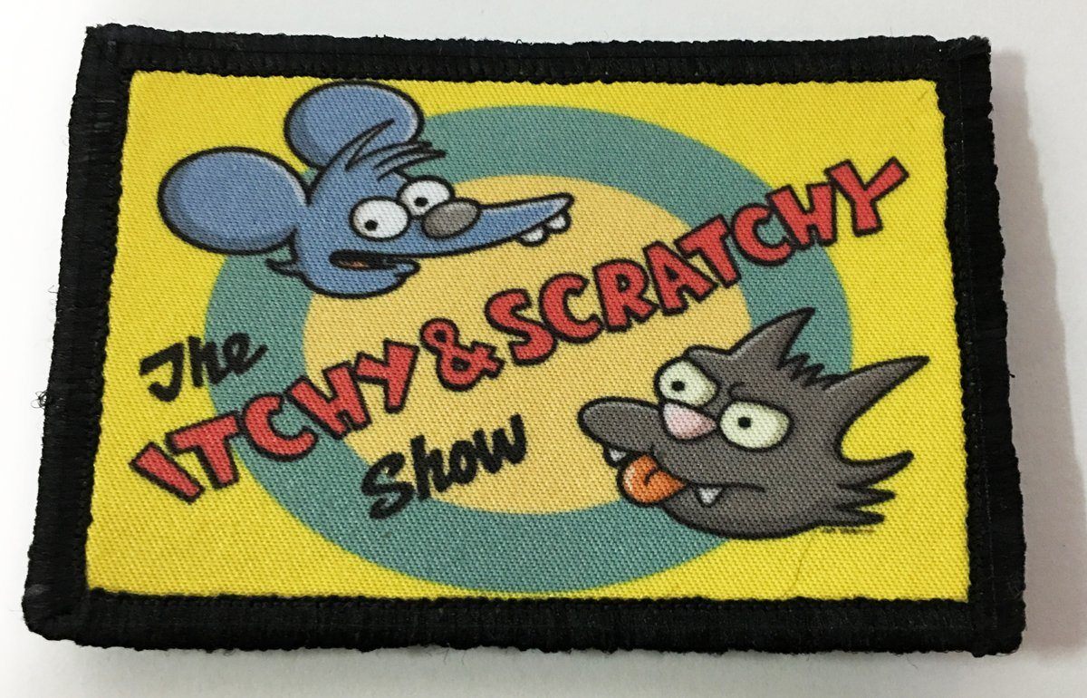 The Simpsons Itchy & Scratchy Morale Patch Morale Patches Redheaded T Shirts 