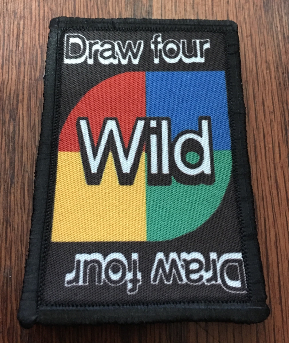 UNO Draw Four Card Morale Patch Morale Patches Redheaded T Shirts 