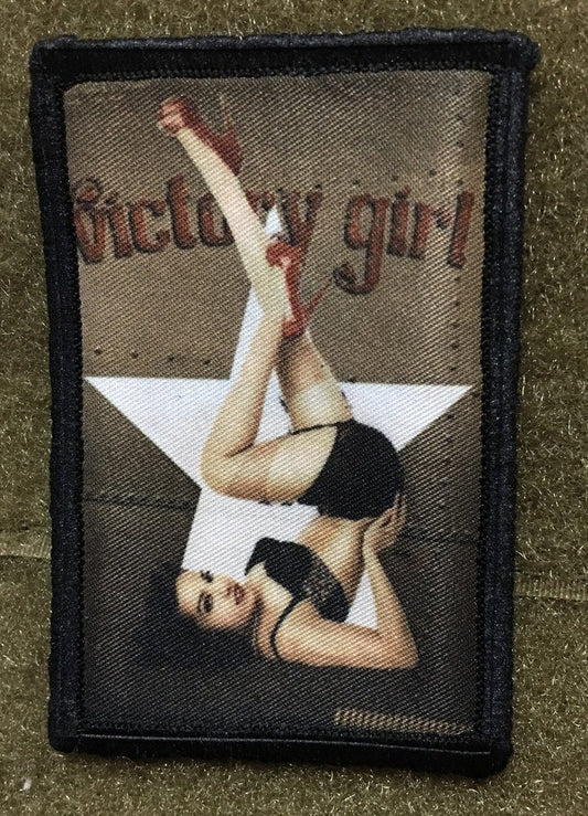 Victory Girl WWII Bomber Nose Art Pin Up Girl Morale Patch Morale Patches Redheaded T Shirts 