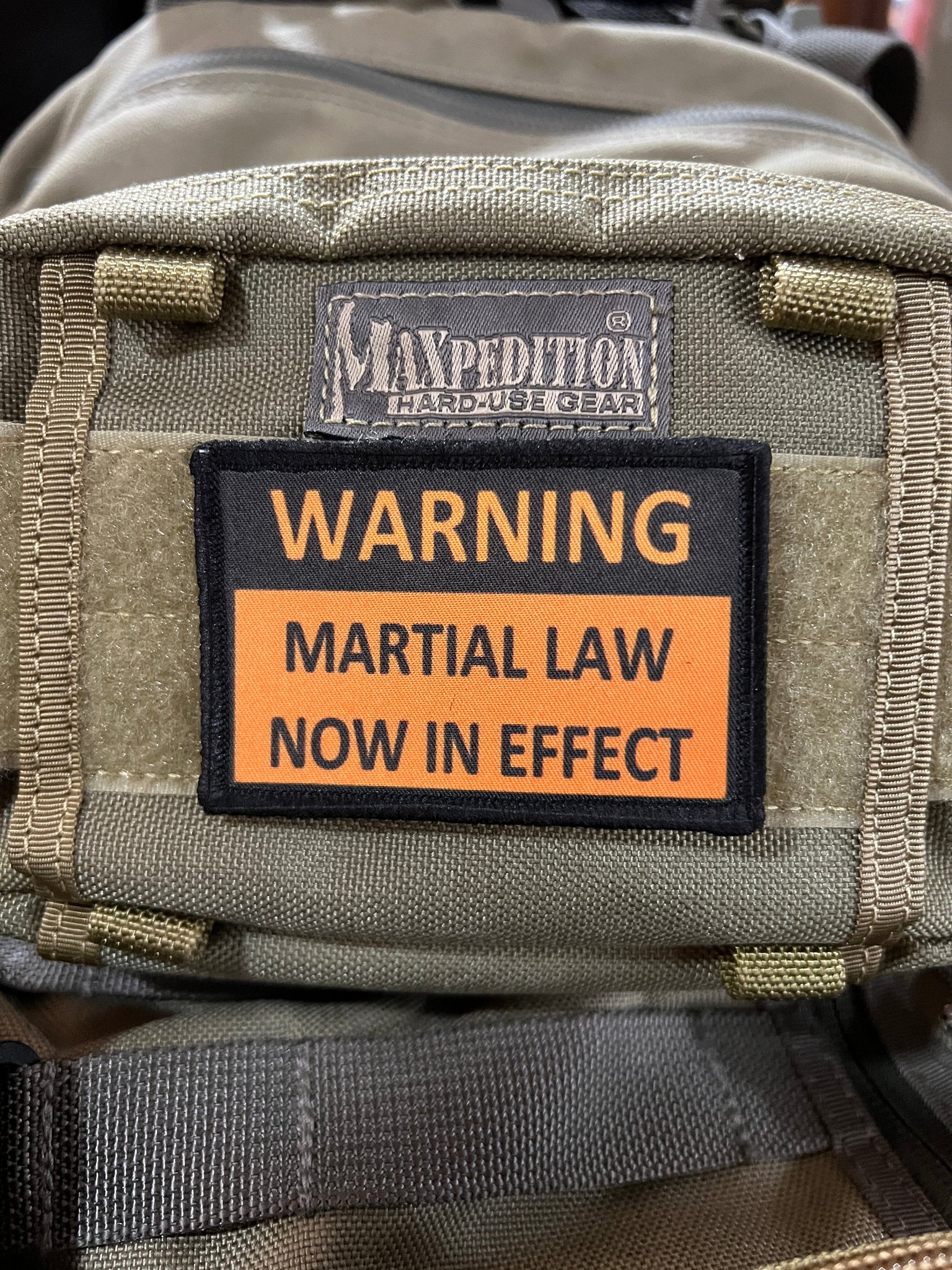 WARNING Martial Law in Effect Morale Patch Morale Patches Redheaded T Shirts 