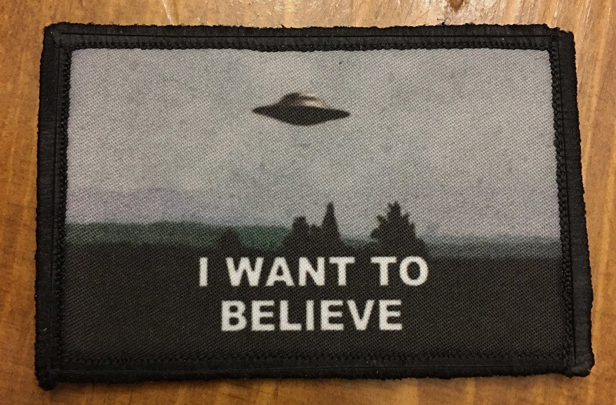 X Files 'I Want To Believe' Morale Patch Morale Patches Redheaded T Shirts 