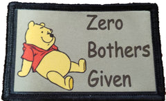 Zero Bothers Given Winnie The Pooh Morale Patch Morale Patches Redheaded T Shirts 